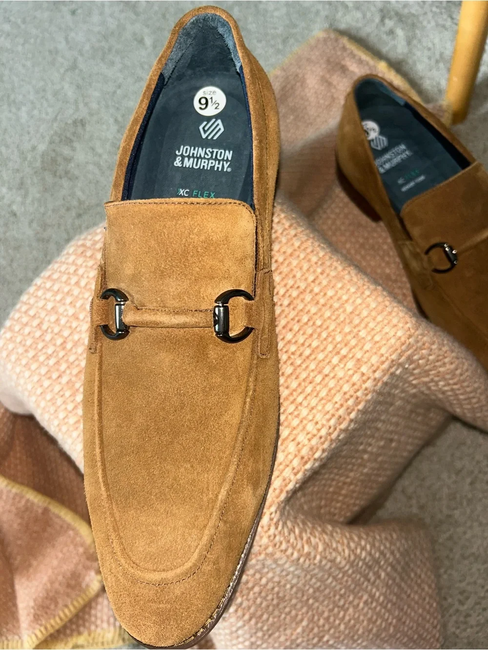Johnston & Murphy Men's Landry Bit Round Toe Dress Shoes Sz 9.5 in Snuff Suede